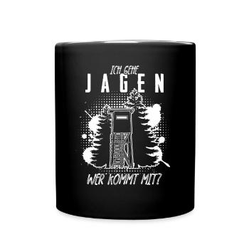 Jägerin Jäger Jagd Hochsitz Jagen - Tasse einfarbig - Schwarz - Vorne