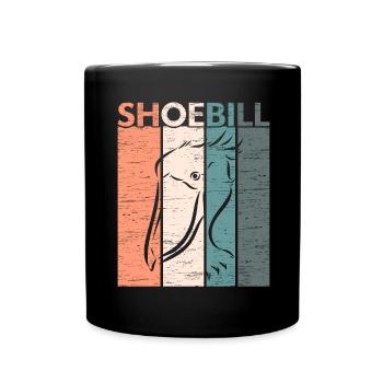 Retro Schuhschnabel Storch Walfischkopf Vogelbeoba - Tasse einfarbig - Schwarz - Vorne