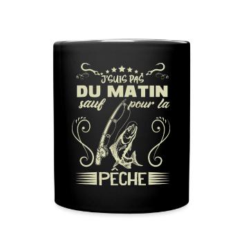 Pêcheur du Matin Citation Drôle pêche - Mug uni - noir - Devant