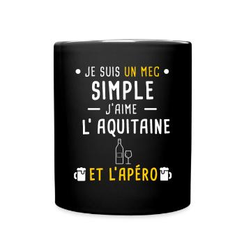 aquitaine vin apéro mec simple - Mug uni - noir - Devant