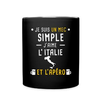 italie homme apéro mec simple - Mug uni - noir - Devant