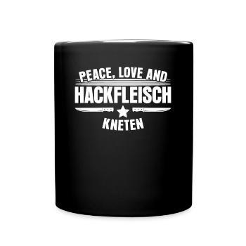 Metzger Hackfleisch kneten Fleischer - Tasse einfarbig - Schwarz - Vorne