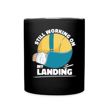 Gebrochener Arm Spruch - Fraktur Gipsarm - Tasse einfarbig - Schwarz - Vorne