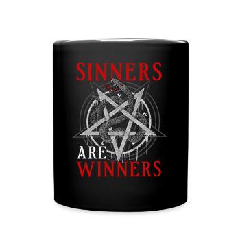Sinners Are Winners I Satanic Pentagram Snake - Full Colour Mug - black - Front