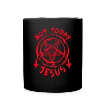 Not Today Jesus I Baphomet Pentagram - Full Colour Mug - black - Front