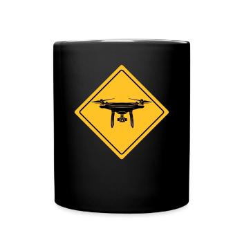 Drone avec panneau d’avertissement Drone flyer - Mug uni - noir - Devant