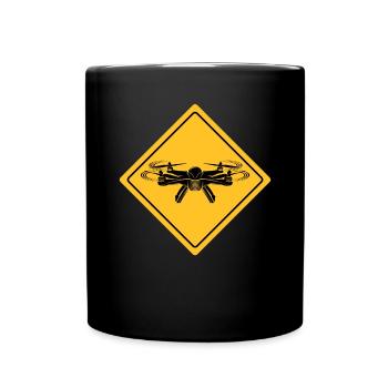 Drone avec panneau d’avertissement Drone flyer - Mug uni - noir - Devant