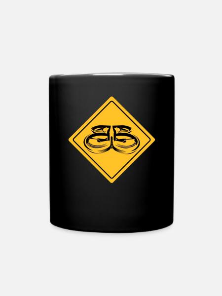 Drohne mit Warnschild Drohnenflieger - Tasse einfarbig - Schwarz
