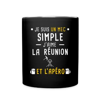 réunion volcan oiseau apéro mec simple - Mug uni - noir - Devant