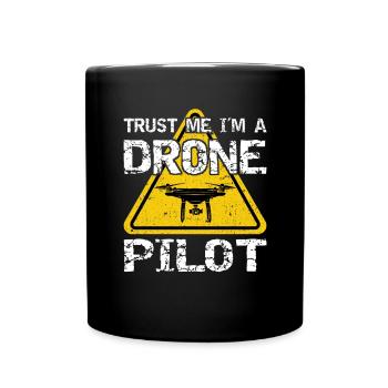 Drone with warning sign Drone flyer - Full Colour Mug - black - Front