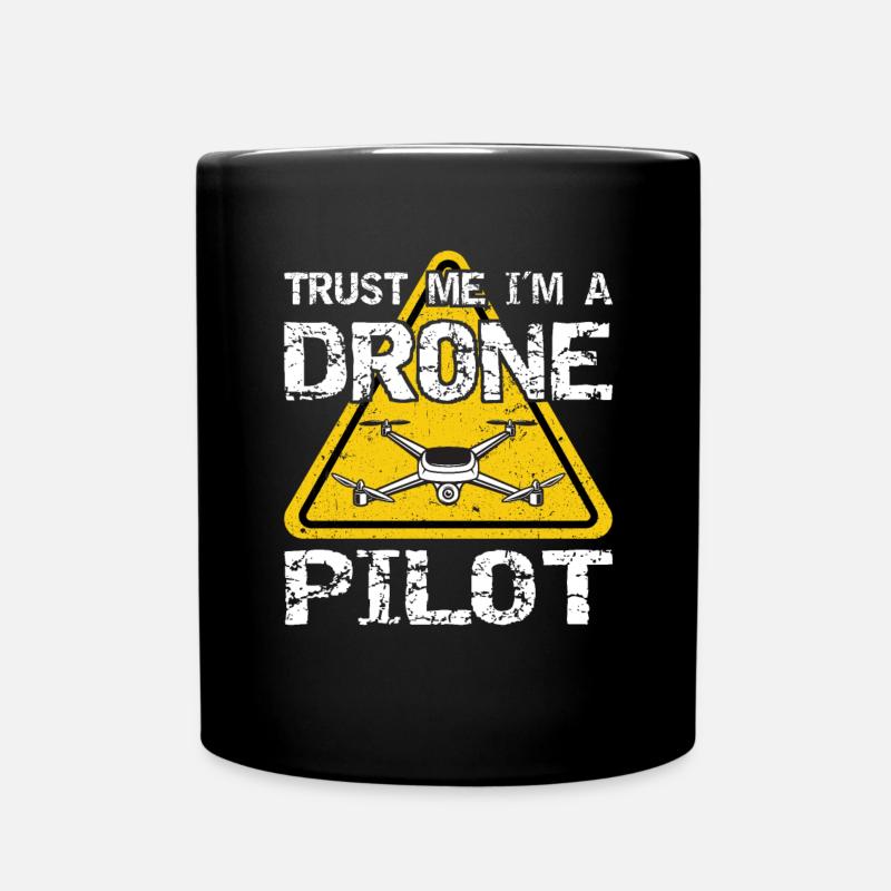 Drone avec panneau d’avertissement Drone flyer - Mug uni - noir