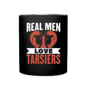 Echte Männer lieben Tarsier Wildlife Tier Tarsier - Tasse einfarbig - Schwarz - Vorne