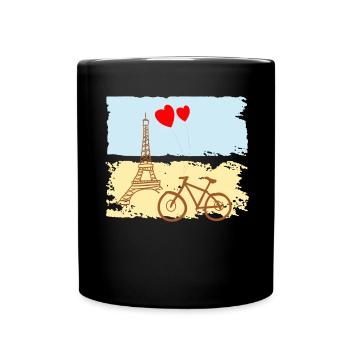 Paris Eiffelturm Frankreich Baguette Stadt Liebe - Tasse einfarbig - Schwarz - Vorne