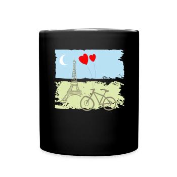 Paris Eiffelturm Frankreich Baguette Stadt Liebe - Tasse einfarbig - Schwarz - Vorne
