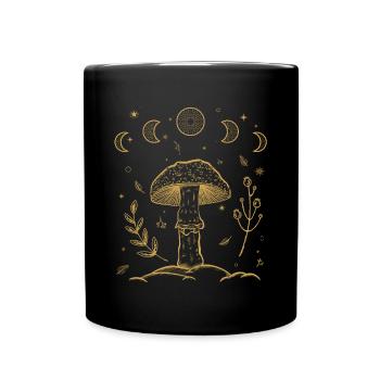 Dark Academia Mushroom Cottagecore Goblincore - Tasse einfarbig - Schwarz - Vorne