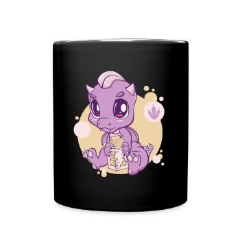 Cute Anime Dragon And Banana Milk Boba Bubble Tea - Tasse einfarbig - Schwarz - Vorne