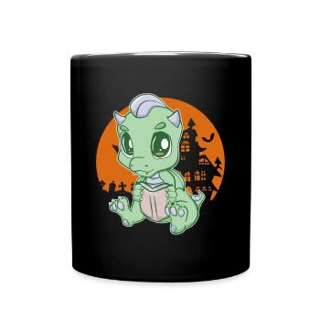 Un dinosaure lit le livre Dino Dino’s bookworm - Mug uni - noir - Devant
