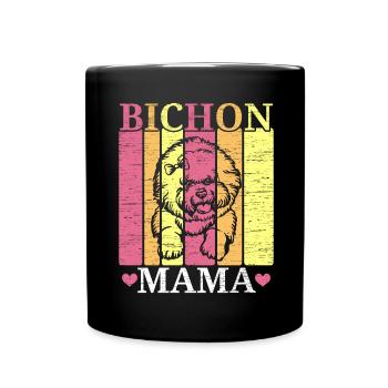 Bichon Frise Mama Dog Lover chiot Paw Love - Mug uni - noir - Devant