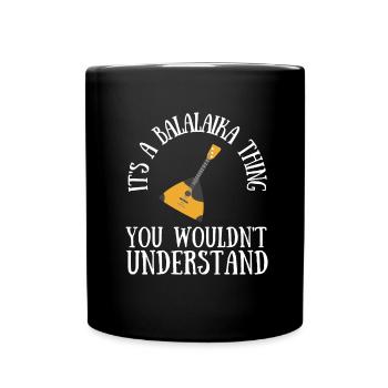 Balalaika Guitare Ukulélé Baglama Folk Russe - Mug uni - noir - Devant