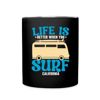 Life Is Better When You Surf USA California Surfe - Full Colour Mug - black - Front