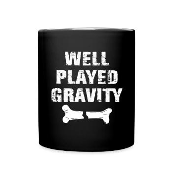 Gebrochener Arm Spruch - Fraktur Gipsarm - Tasse einfarbig - Schwarz - Vorne