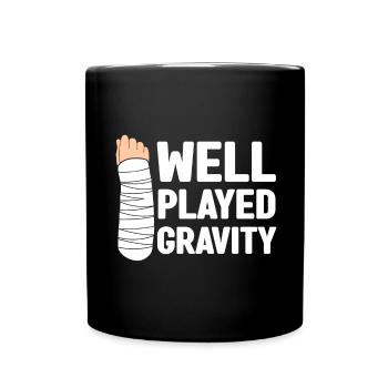 Gebrochener Arm Spruch - Fraktur Gipsarm - Tasse einfarbig - Schwarz - Vorne