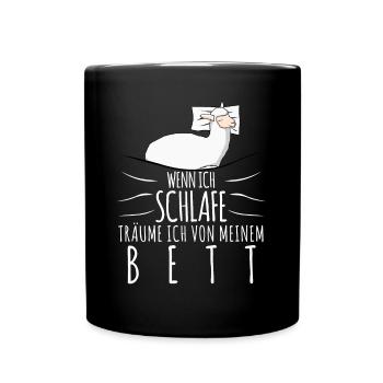Alpakas Schlafshirt mit müdem Alpaka - Tasse einfarbig - Schwarz - Vorne