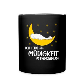 Alpakas Schlafshirt Mond Alpaka - Tasse einfarbig - Schwarz - Vorne