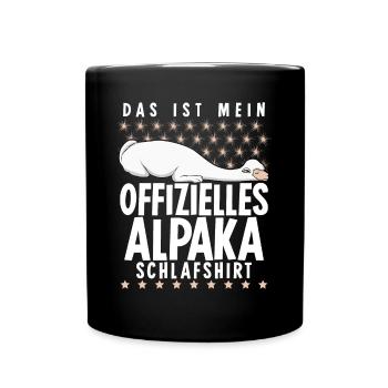 Offizielles Alpaka Schlafshirt Alpakas - Tasse einfarbig - Schwarz - Vorne