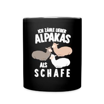 Alpaka Schlafshirt Bett Alpakas - Tasse einfarbig - Schwarz - Vorne