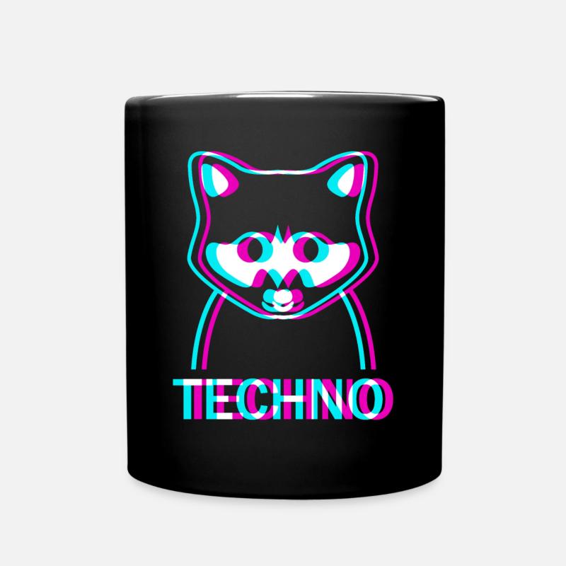 Raver Techno Waschbär Hardtekk Rave - Tasse einfarbig - Schwarz