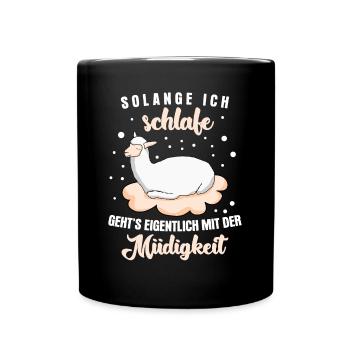 Alpakas Schlafshirt Alpaka - Tasse einfarbig - Schwarz - Vorne
