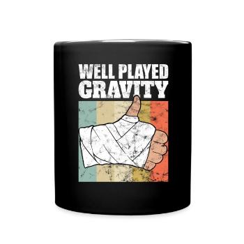 Gebrochener Arm Spruch - Fraktur Gipsarm - Tasse einfarbig - Schwarz - Vorne