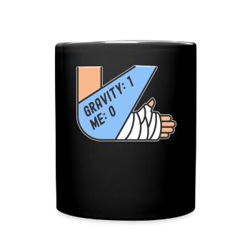 Gebrochener Arm Spruch - Fraktur Gipsarm - Tasse einfarbig - Schwarz - Vorne