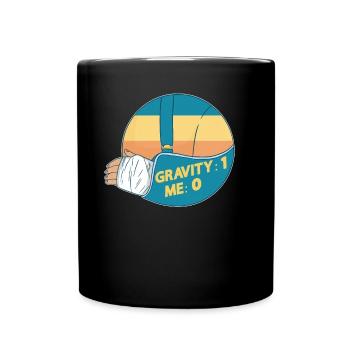 Gebrochener Arm Spruch - Fraktur Gipsarm - Tasse einfarbig - Schwarz - Vorne