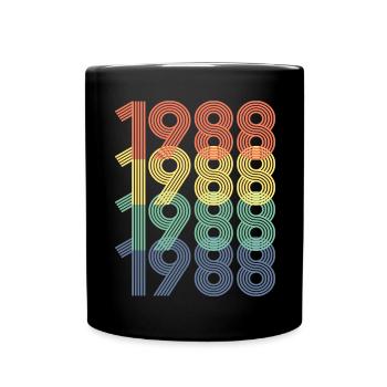 Cool Retro 1988, 34 Jahre alt, Geschenk zum 34. Geburtstag - Tasse einfarbig - Schwarz - Vorne