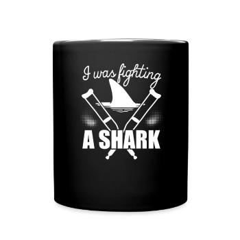 Gebrochenes Bein Spruch - Fraktur Gipsbein - Tasse einfarbig - Schwarz - Vorne
