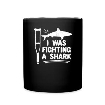 Gebrochenes Bein Spruch - Fraktur Gipsbein - Tasse einfarbig - Schwarz - Vorne