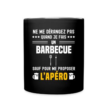 barbecue ustensiles ne dérangez pas sauf apéro - Mug uni - noir - Devant