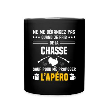 chasse au dindon ne dérangez pas sauf apéro - Mug uni - noir - Devant