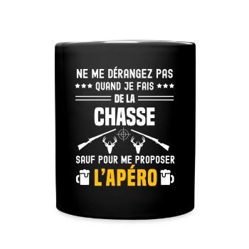 chasse au chevreuil ne dérangez pas sauf apéro - Mug uni - noir - Devant