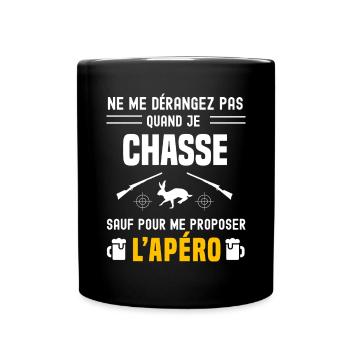 chasse au lièvre ne dérangez pas sauf apéro - Mug uni - noir - Devant
