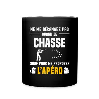 chasse ne dérangez pas sauf apéro - Mug uni - noir - Devant