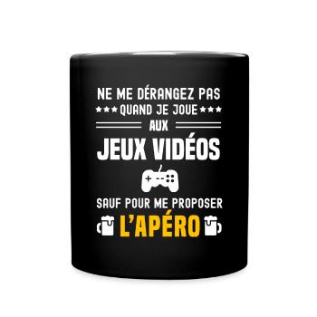 jeux vidéos ne dérangez pas sauf apéro - Mug uni - noir - Devant
