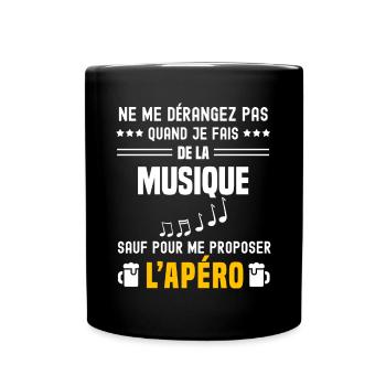 musique ne dérangez pas sauf apéro - Mug uni - noir - Devant