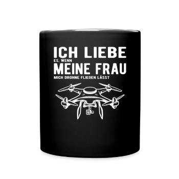Ich Liebe meine Frau Drohne Fliegen lässt - Tasse einfarbig - Schwarz - Vorne