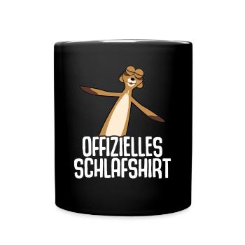 Erdmännchen Schlafshirt - Tasse einfarbig - Schwarz - Vorne