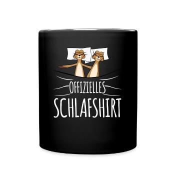 Erdmännchen Schlafshirt zum Schlafen - Tasse einfarbig - Schwarz - Vorne