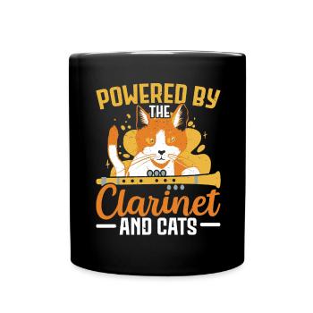 Powered by Clarinet and Cats Clarinetist Musi - Full Colour Mug - black - Front