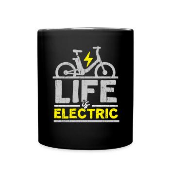 Das Leben ist elektrisch E-Bike Elektrofahrrad Rid - Tasse einfarbig - Schwarz - Vorne